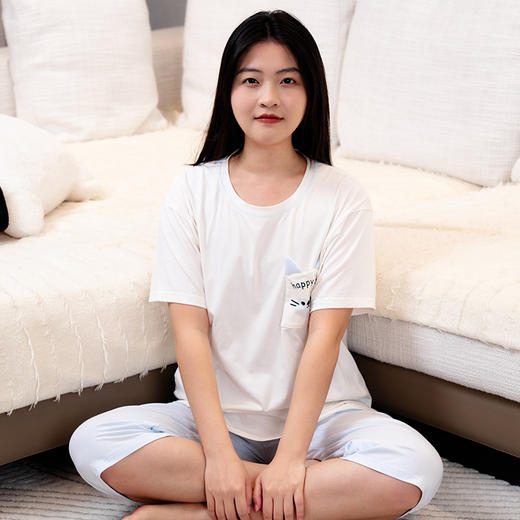 【69元1套,129元2套】春夏女士七分裤短袖套头套装-6251205 商品图2