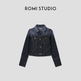 ROMI STUDIO“美式复古”100%棉水洗做旧渐变夹克牛仔外套 23AWN405