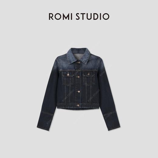 ROMI STUDIO“美式复古”100%棉水洗做旧渐变夹克牛仔外套 23AWN405 商品图0
