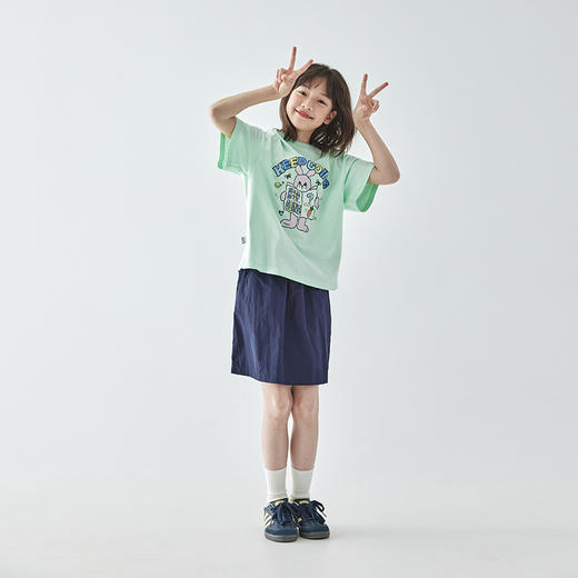 棵初25年夏季新款童装元气俏皮兔子印花短袖T恤全棉针织休闲上衣 商品图1