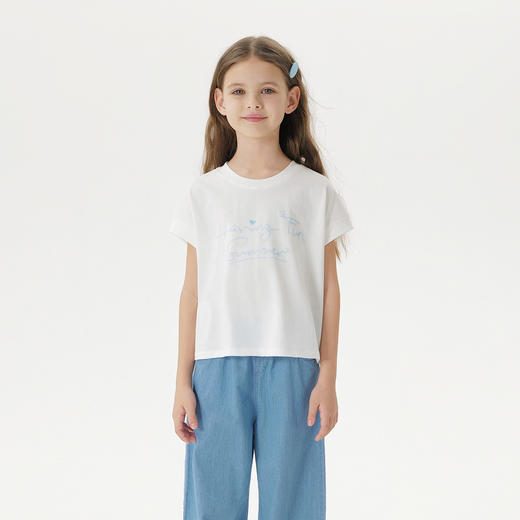 【凉感透气】马克珍妮女童爱心字母无袖T恤2025年夏装新款550678 商品图2