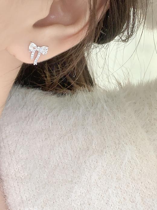 卡蒂罗/KADER 灵动结系列 舞会蝴蝶结耳钉 在逃公主甜美可爱丝带结设计纯银耳饰 精致闪耀小众轻奢养耳洞不装款#好运 商品图4
