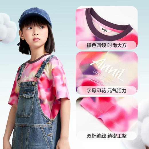 女童圆领SORONA短袖T恤夏季新款安奈儿童装EG521029 商品图4