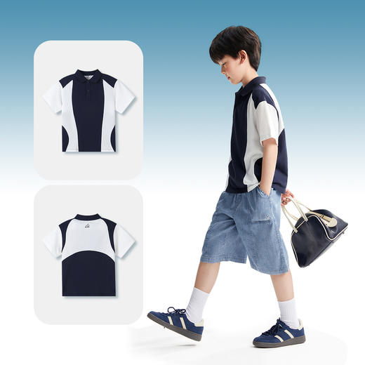 男童翻领短袖针织衫夏季新款安奈儿童装EB521097 商品图2