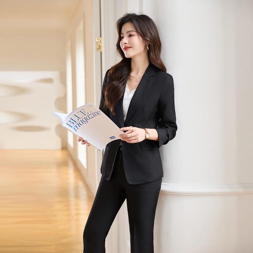 罗蒙女士西服套装时尚百搭通勤干练女套装职业商务西装两件套 商品图1