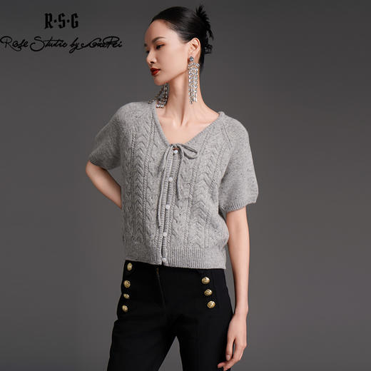 RSG2023郭培成衣品牌早秋复古麻花领毛衣外套 商品图1