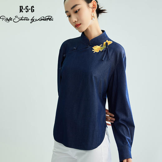 郭培线上成衣【“药”爱自己】佛手花刺绣斜襟中式开衫衬衫 商品图4
