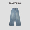ROMI STUDIO“意式贵妇”100%斜纹棉高腰直筒水洗蓝牛仔裤23AWN403 商品缩略图0