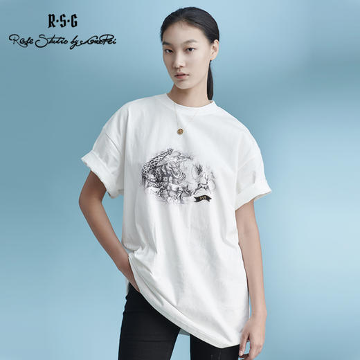 RSG郭培成衣品牌动物大迁徙手绘印花T恤oversize情侣短袖女夏 商品图0
