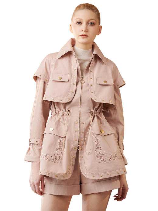 RSG郭培成衣品牌原创设计镂空刺绣收腰短款风衣外套 商品图4