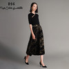 郭培成衣品牌烫金黑色丝绒国风百褶裙 商品缩略图2