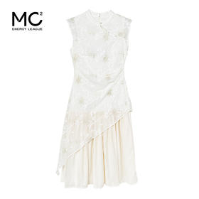 女装立领斜门襟蕾丝拼接中式连衣裙-1293Q5221005