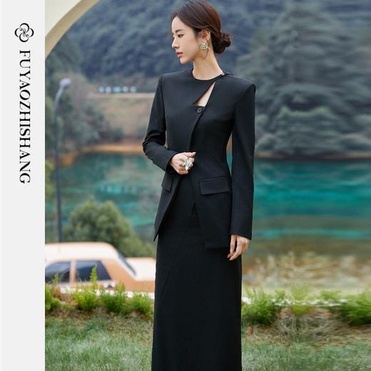 FUYAO扶摇 新中式斜门襟西装外套女2025春季新款国风镂空改良西服 商品图1