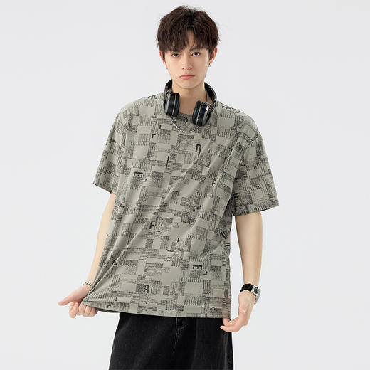 【DSL】大依优型大码圆领短袖T恤夏季加肥加大肥佬休闲宽松透气弹力男装上衣潮款 商品图3