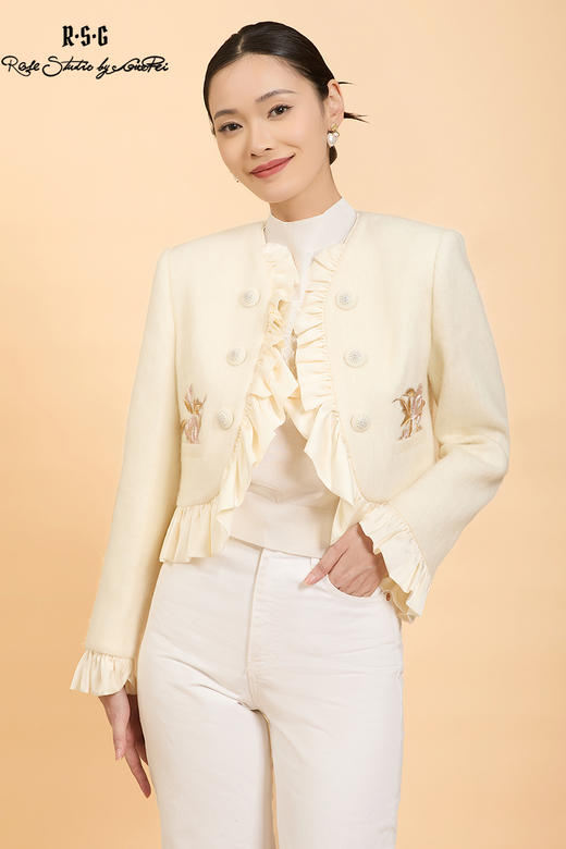 郭培成衣品牌精品系列浪漫荷叶边刺绣外套 商品图5