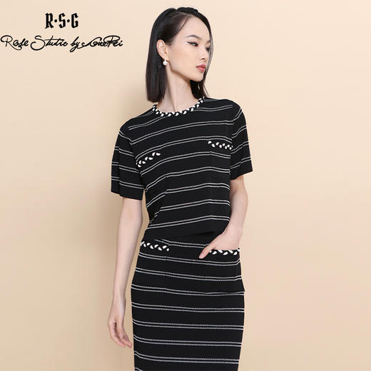 RSG郭培成衣品牌2023春夏手工钉珠小香风薄款格子针织套装 商品图1