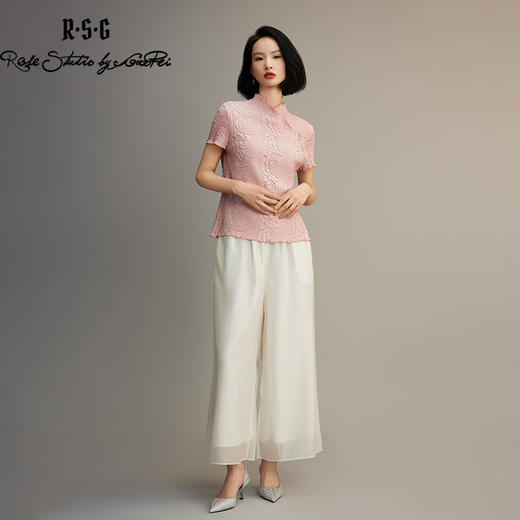 夏季新款休闲裤女高腰垂感直筒阔腿裤白色缎面裤裙 商品图0