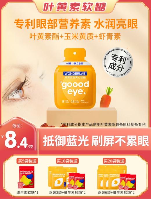 【节目同款】WonderLab叶黄素酯夹心软糖成人儿童学生  6颗/袋 商品图0