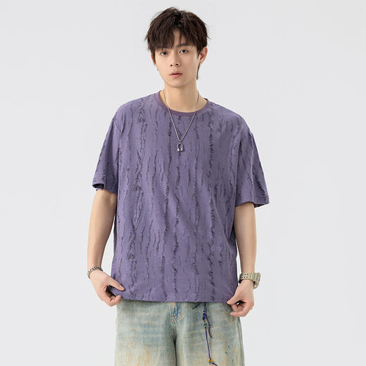 【DSL】大依优型大码圆领短袖T恤夏季加肥加大肥佬休闲宽松透气弹力男装上衣潮款 商品图3