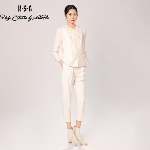 郭培成衣品牌精品系列中式金色提花盘扣马甲 商品图2