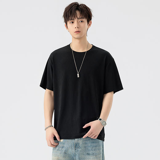 【DSL】大依优型大码圆领短袖T恤夏季加肥加大肥佬休闲宽松透气弹力男装上衣潮款 商品图2