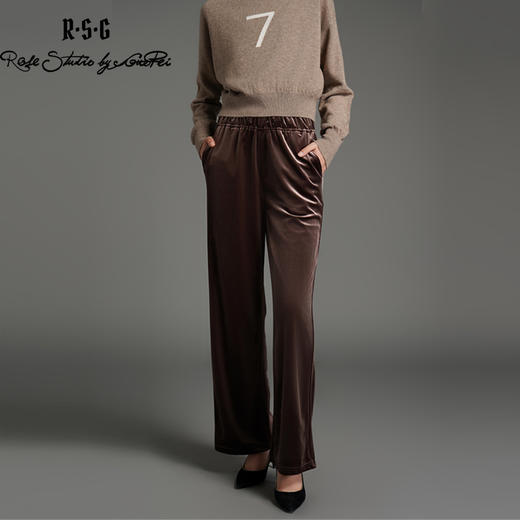 RSG郭培成衣品牌美拉德高级丝绒垂感显瘦保暖阔脚裤 商品图2