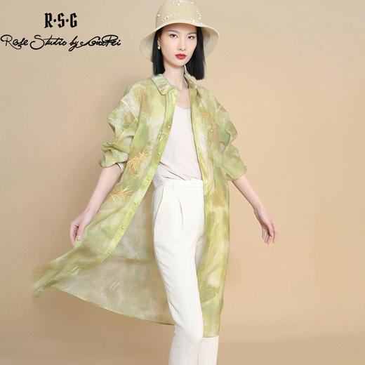 RSG郭培成衣品牌原创中国风金竹刺绣水墨透视感衬衫连衣裙 商品图1