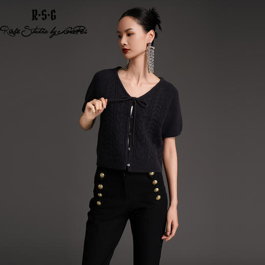 RSG2023郭培成衣品牌早秋复古麻花领毛衣外套 商品图4