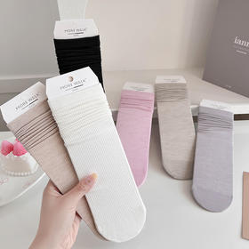 【1双装】女士超薄零感蛋白细抽条堆堆袜夏季薄袜时尚袜【6双6折 2512208】