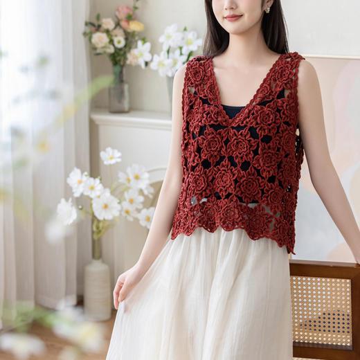 苏苏姐家朵儿背心手工DIY编织衣服蕾丝线毛线团钩针材料包 商品图2