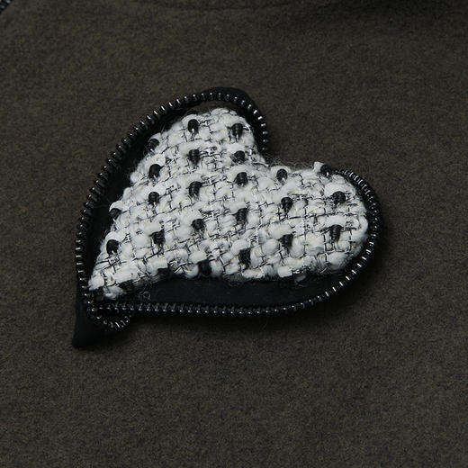 RSG郭培成衣品牌灰绿色插兜拉链连帽修身马甲桃心手工装饰 商品图3