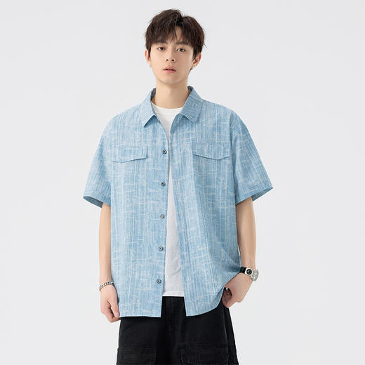 【DSL】大依优型大码翻领短袖衬衫夏季加肥加大肥佬休闲宽松透气弹力男装上衣潮款 商品图5