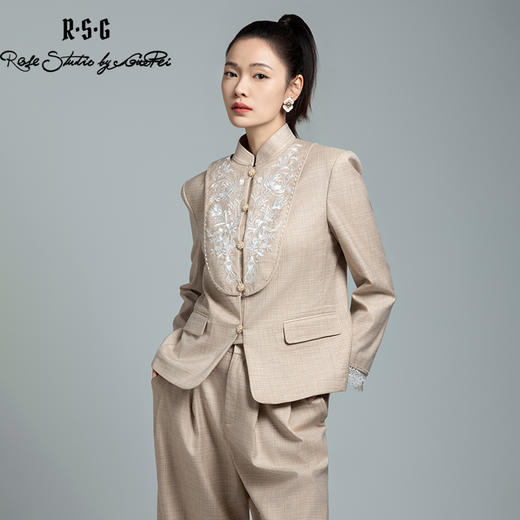 郭培成衣品牌【“药”爱自己】高级灰刺绣对襟立领西服套装 商品图3