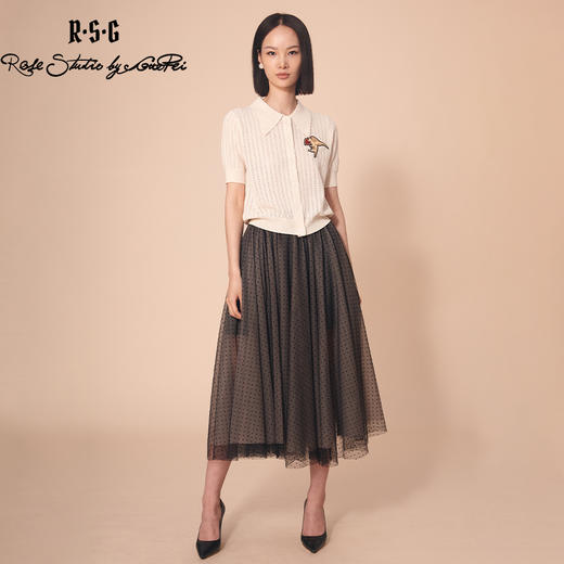 RSG郭培成衣品牌原创设春夏刺绣网纱百褶中长裙 商品图1