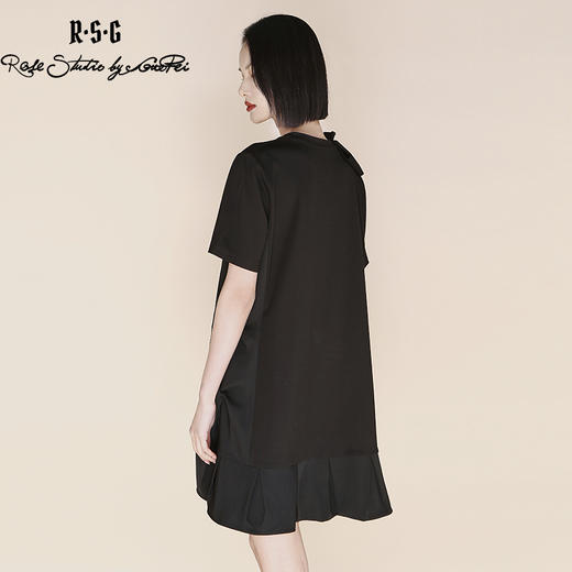 RSG郭培成衣品牌法式优雅气质黑色拼接蝴蝶结小礼服连衣裙 商品图2