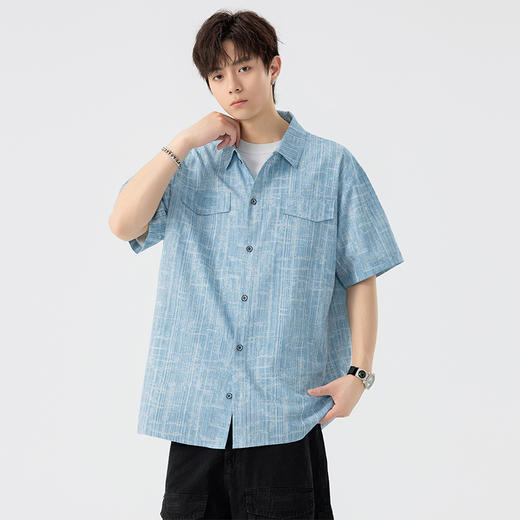 【DSL】大依优型大码翻领短袖衬衫夏季加肥加大肥佬休闲宽松透气弹力男装上衣潮款 商品图2
