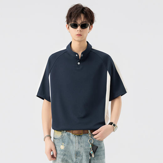 【DSL】大依优型大码立领短袖POLO衫T恤夏季加肥加大肥佬休闲宽松透气弹力男装上衣潮款 商品图4