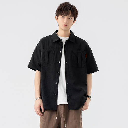 【DSL】大依优型大码翻领短袖衬衫夏季加肥加大肥佬休闲宽松透气弹力男装上衣潮款 商品图2