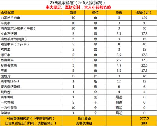 【爆款】299烧烤套餐（5-6人）烧烤食材半成品 商品图1