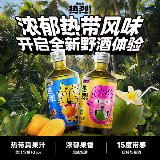 【新品】果立方热烈果汁酒芒果味椰子味15度300mL热带风味低度酒 商品图0