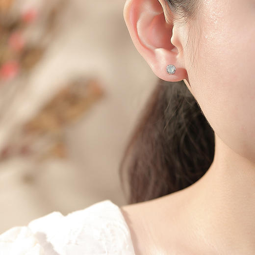 【宛凝】S925纯银蓝水翡翠圆珠耳钉【CW-ED03821】 商品图3