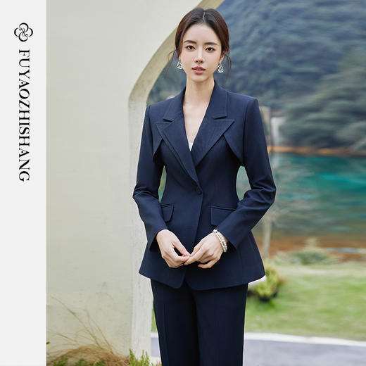 FUYAO扶摇 国风西装外套女2025新款改良斜襟唐装中式上衣修身西服 商品图1