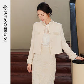 FUYAO扶摇 小香风长袖短款外套搭配高腰显瘦包臀半身裙两件套装春