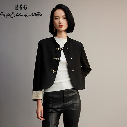 郭培成衣品牌“步步高升”金色竹节盘扣小香风中式外套 商品图0