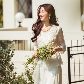 【林栖设计小店】【林栖推荐】（现货）白玫瑰真丝上衣2025春夏新品花仙子长袖上衣女N1952303