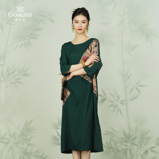 乔万尼新款真丝连衣裙高端桑蚕丝复古拼接EI2E741 商品图1