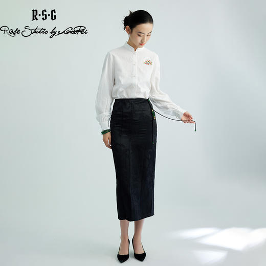 郭培成衣品牌【“药”爱自己】枸杞子刺绣小立领衬衫刘诗诗同款 商品图3