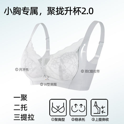 熳洁儿 小胸聚拢文胸蕾丝提拉无胶骨侧收收副乳莫代尔软弹杯25261507 商品图1