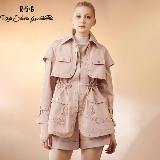 RSG郭培成衣品牌原创设计镂空刺绣收腰短款风衣外套 商品图0