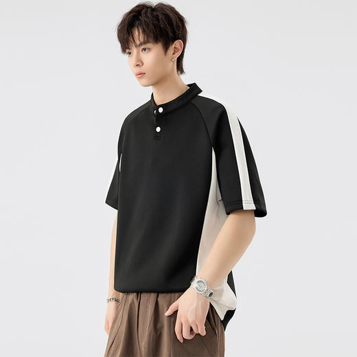 【DSL】大依优型大码立领短袖POLO衫T恤夏季加肥加大肥佬休闲宽松透气弹力男装上衣潮款 商品图6